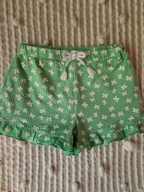 Green Floral Cotton Ruffle Shorts-size 6